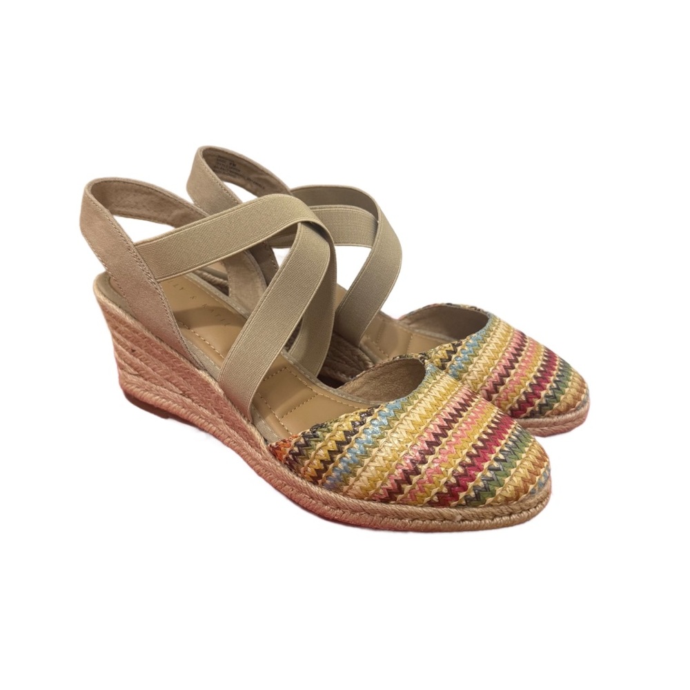Kelly & Katie Size 8 M Saige Spring Multicolored Strappy Slingback Wedge Sandal